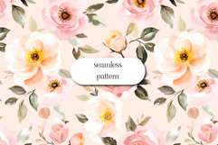 Soft Blush Watercolor Roses Seamless Floral Pattern Product Image 1
