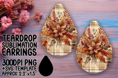 Vibrant Teardrop Earrings Template Art , Autumn Flower Product Image 1