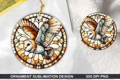 Cute Owl Stained Glass Ornament PNG, Digital Download File Product Image 1