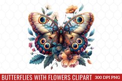 Butterflies With Flowers Clipart Product Image 1