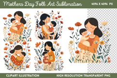 Mothers Day Folk Art Sublimation PNG Product Image 1