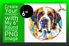 Playful Abstract Dog Round Design Keychain Sublimation Product Image 1
