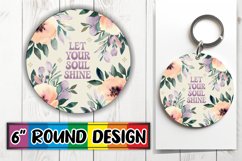 Radiant Circle Sublimation Keychain, Flower Quote Product Image 1