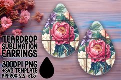 Elegant Blossom Burst Sublimation Teardrop Earring Design Product Image 1