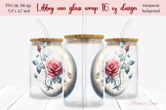 Pink Valentine roses Libbey Can Glass Wrap 16oz design png Product Image 2