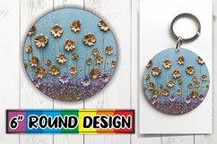 Glittering Blossom Sparkle Sublimation Circle: Keychain, Coa Product Image 1