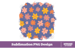 Retro Flowers Background Png Floral Paper Sublimation Splash Product Image 1