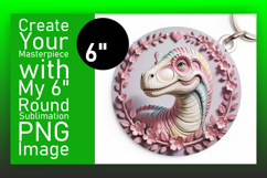 Vibrant Circle Design Car Coaster PNG , Cute Dino Product Image 1