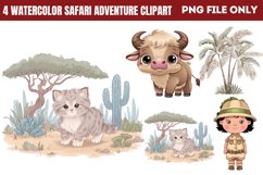 Watercolor Safari Adventure Clipart PNG Product Image 1
