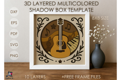 3D Music Pattern Guitar Shadow box SVG Papercut template Product Image 1