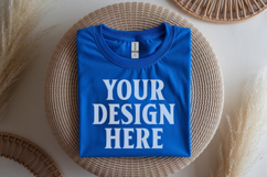 Gildan 64000 Royal Blue Folded Tshirt Mockup Product Image 1