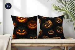 Glowing Jack-O-Lantern Faces Seamless Digital Paper Product Image 2