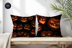 Seamless Glowing Jack-O-Lantern Faces Digital Paper Product Image 2