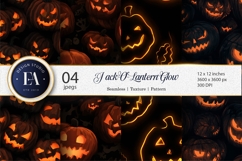 Seamless Glowing Jack-O-Lantern Faces Digital Paper Product Image 1
