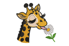 Giraffe with Daisy Flower Machine Embroidery Design Product Image 1