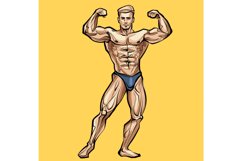 Bodybuilder muscled man. Vector illustration. Product Image 1