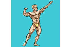 Bodybuilder muscled man. Vector illustration. Product Image 1