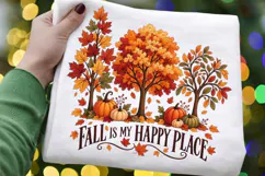Fall Is My Happy Place PNG, Autumn Trees and Pumpkins Product Image 3