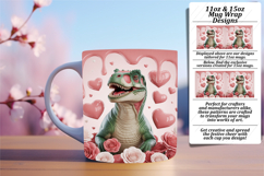 GREAT GIFT: 11oz Mug Wrap PNG , Cute Dino Product Image 1