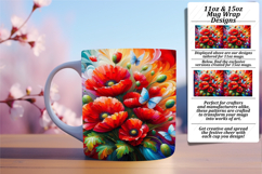 Chic 11oz Mug Wrap Png Template , Flowers Product Image 1