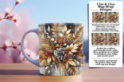 FLAWLESS PNG for 15oz Mug Wrap , Autumn Flower Product Image 1