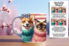 Beautiful 15oz Mug Wrap Png Design , Dog and cat Product Image 1