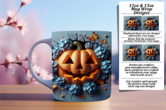 Inspiring 15oz Mug Wrap Png Template , 3D Pumpkin Product Image 1