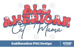 American Cat Mama Papa 4th of July USA Paw DTF PNG Bundle Product Image 2