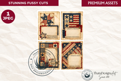 Vintage Patriotic fussy cut ephemera journal card sheet Product Image 1