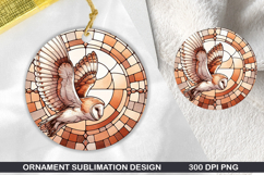 Cute Owl Stained Glass Ornament PNG, Digital Download File Product Image 1