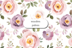 Soft Blush Watercolor Roses Seamless Floral Pattern Product Image 1