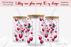 Cherry Valentine heart Libbey Can Glass Wrap 16oz design png Product Image 1