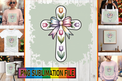 Vibrant TSHIRT Sublimation PNG, Cross and Bow Product Image 1