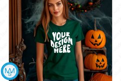 Green women Tshirt Mockup, Halloween tshirt mockup,fall mock Product Image 1