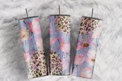 Spring Floral Watercolor Glitter Leopard 20 oz tumbler wrap Product Image 1