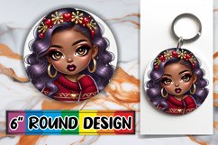 Sweet Keychain Round Design PNG, Love Girl Product Image 1