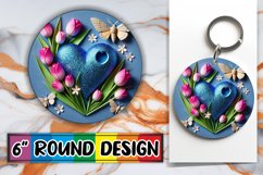 Cheerful Round Car Coaster PNG, 3D Heart Product Image 1