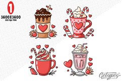 Valentine Coffee Sublimation Clipart - High Quality Design Product Image 1