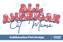 American Cat Mama Papa 4th of July USA Paw DTF PNG Bundle Product Image 2