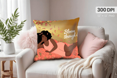 Afro Girl /Woman braided hair Pillow Design, Black Queen PNG Product Image 1