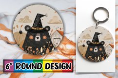 Fall Boho Animal Round Design Halloween PNG Keychain Product Image 1