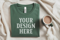 Christmas Bella Canvas 3001 Forest Green Folded Tshirt Mocku Product Image 1