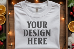 Gildan 5000 white Folded Christmas Mockup, G5000 mockup Product Image 1