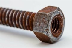Rusty hex bolt lying on white surface Product Image 1