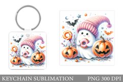 Cute Ghost Keychain Design. Cute Halloween Keychain Product Image 1