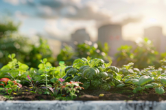 Rooftop Garden Background Wallpaper Product Image 1