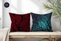 Spooky Twisted Tree Silhouettes Seamless Digital Paper Product Image 2