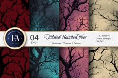 Spooky Twisted Tree Silhouettes Seamless Digital Paper Product Image 1