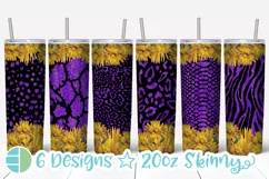 Skinny Tumbler Sublimation Design - Sunflower Leopard Print Product Image 1