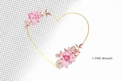 Watercolor Heart Valentine Wreath Boho Clipart Product Image 2